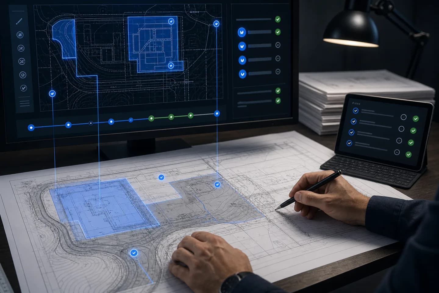 Digital permit review workflow with civil plans