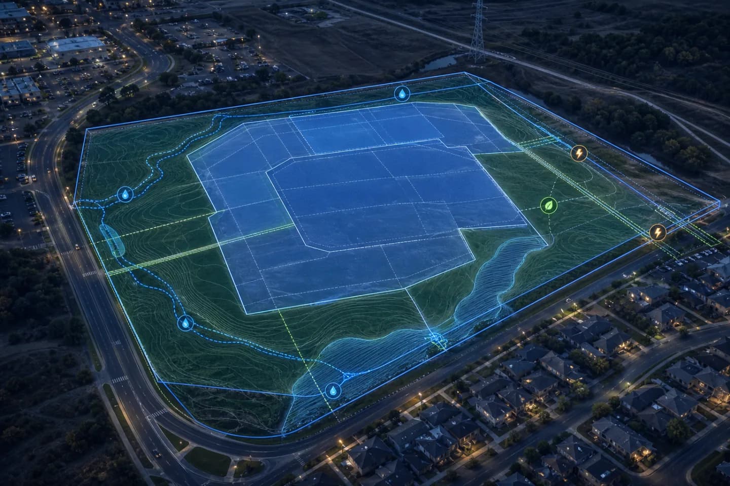Parcel feasibility analysis with zoning and infrastructure overlays